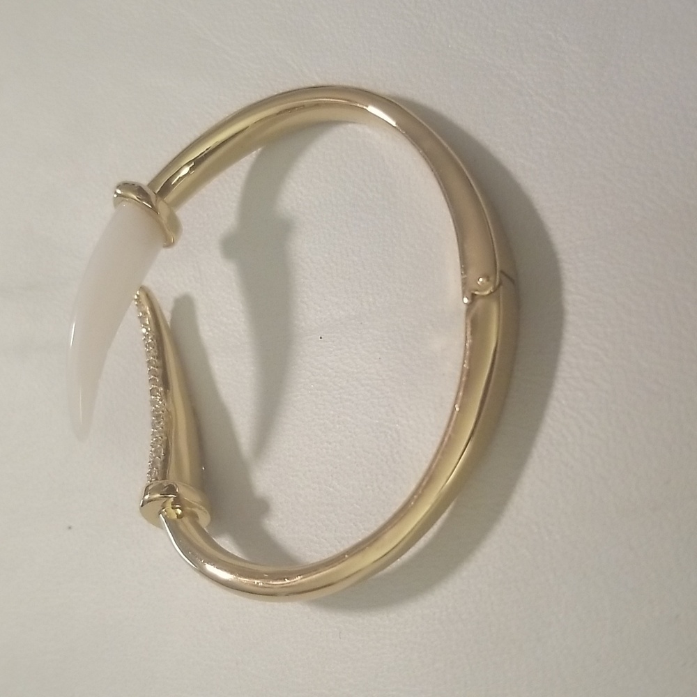 Women's Rachel Zoe Goldtone Bracelet with Simulated Ivory & Rhinestones; O/S - Picture 3 of 8